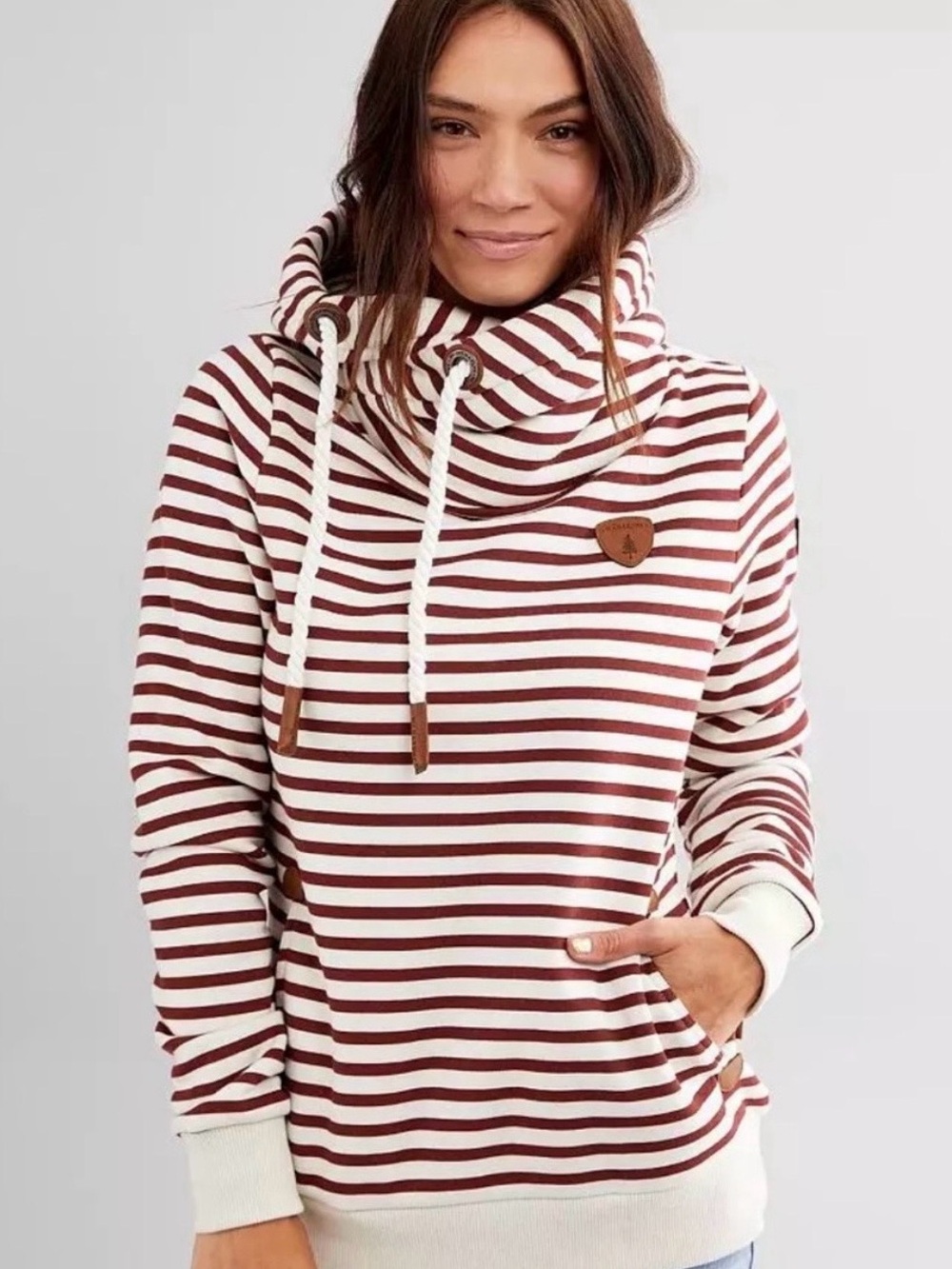 Wanakome Women’s Artemis Printed Red Terry Striped Hoodie